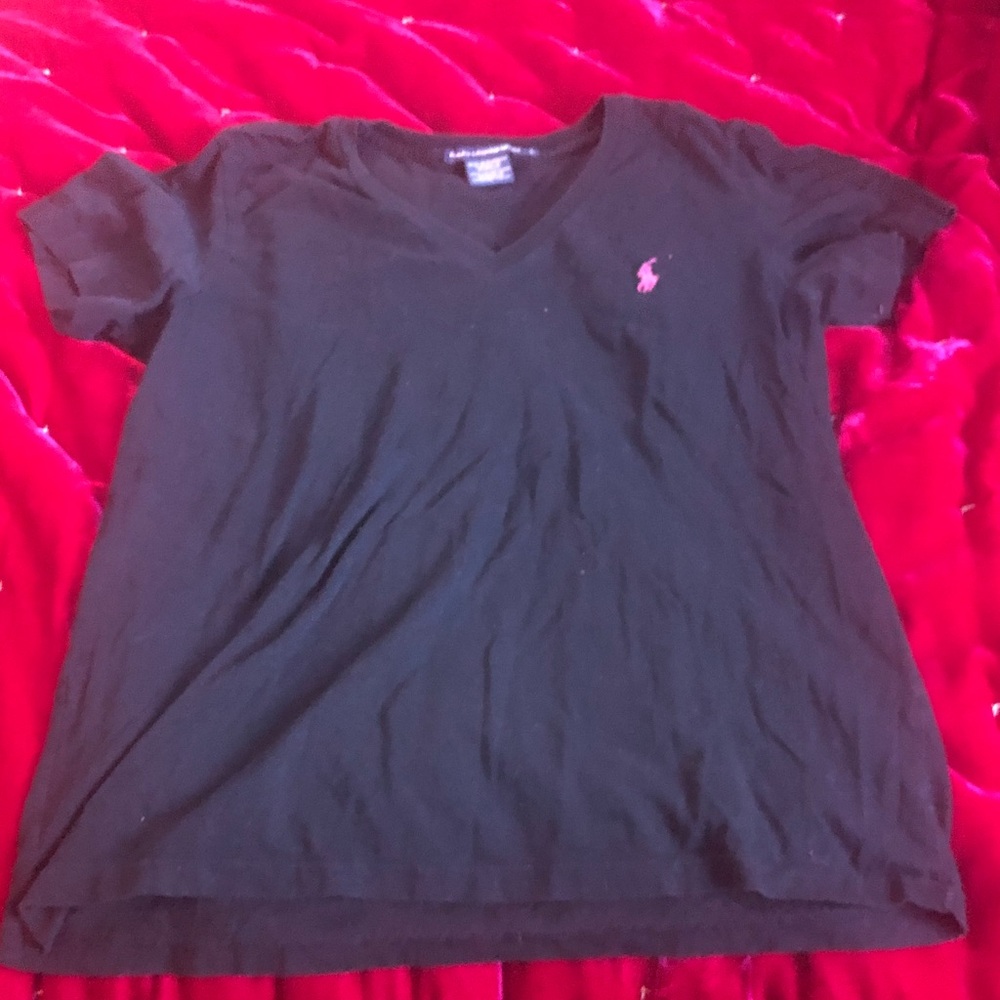 Ralph Lauren Polo Black Tee with Pink Emblem